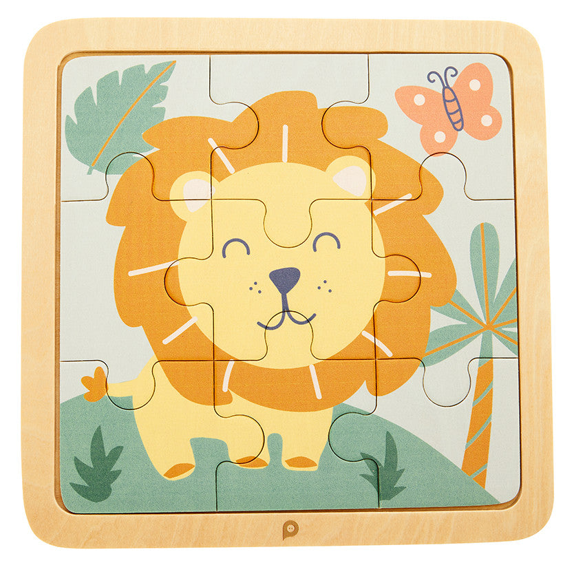 Puzzle 9 pièces en bois Lion - Prémaman