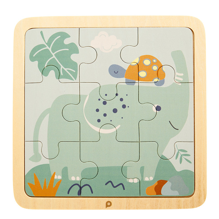 Puzzle 9 pièces en bois Eléphant - Prémaman