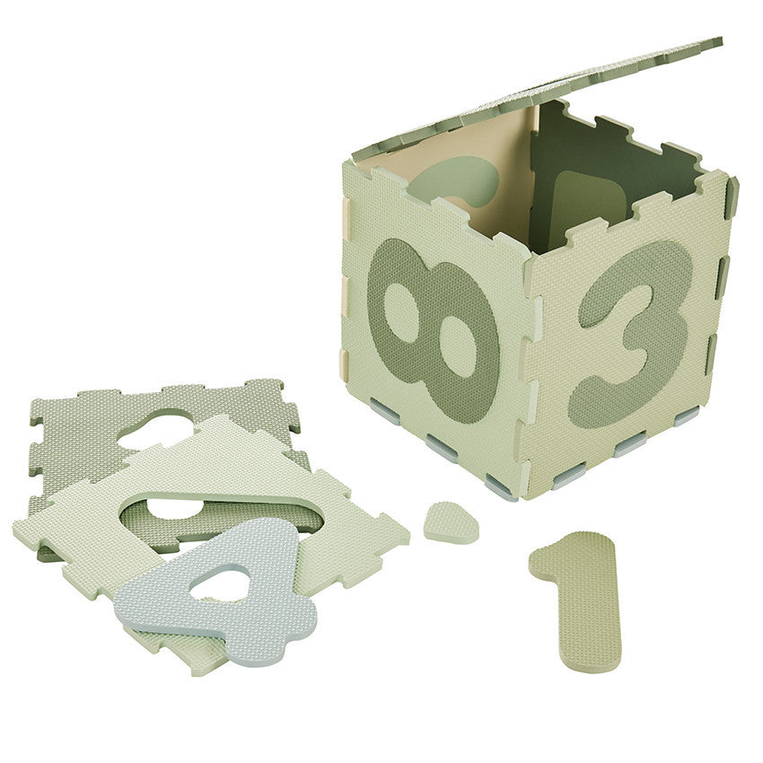 Tapis d'éveil en mousse avec 10 dalles numérotées vert - Prémaman