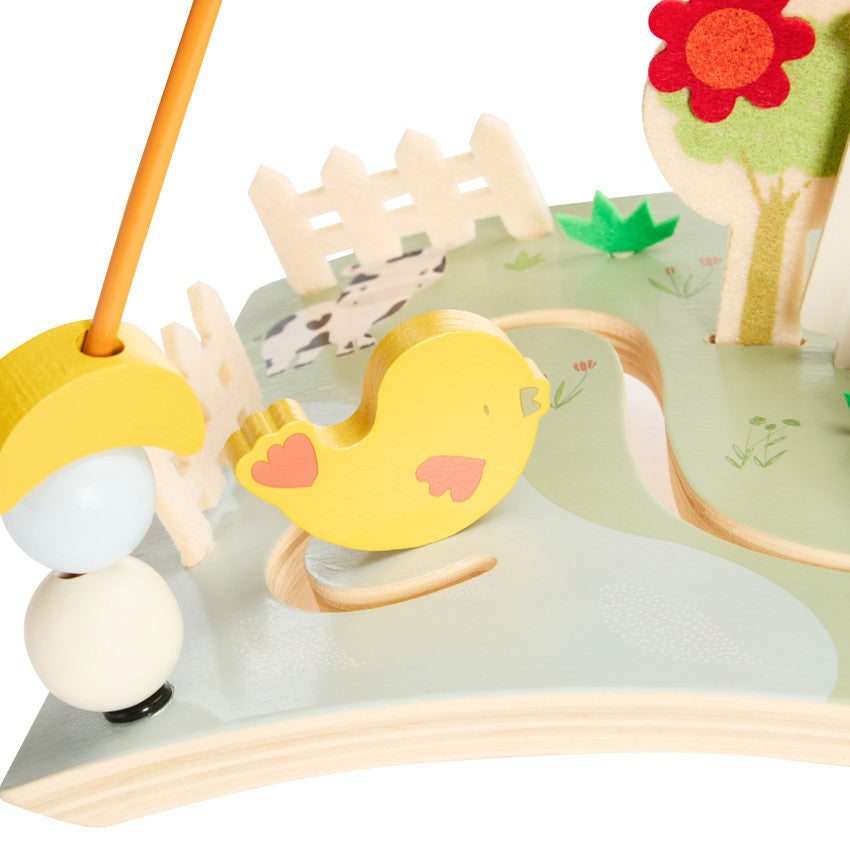 Planche d'activités en bois avec spirales Ferme - Prémaman