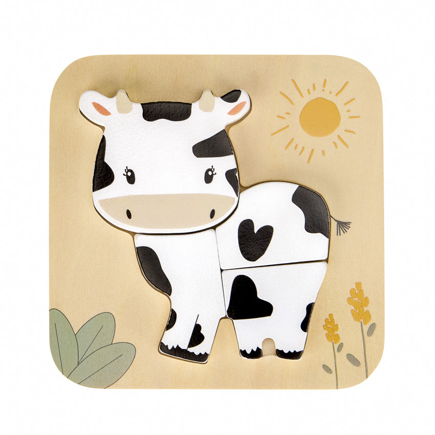 Puzzle en bois 4 pièces Vache - Prémaman
