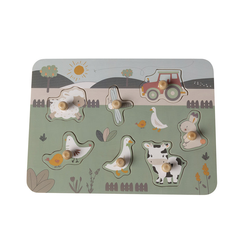 Puzzle en bois 7 pièces La Vie à la Ferme - Prémaman