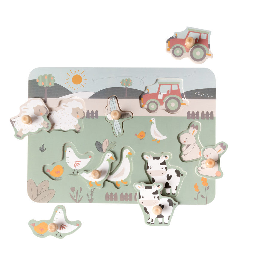 Puzzle en bois 7 pièces La Vie à la Ferme - Prémaman