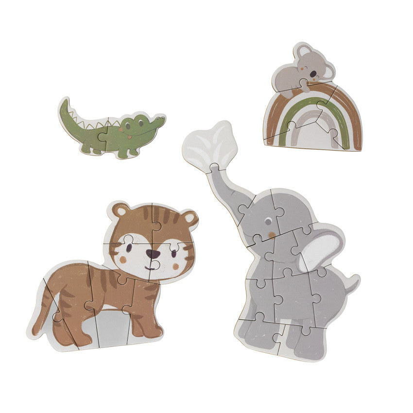 Set of 4 progressive puzzles from 2 to 12 pieces Animals - Prémaman
