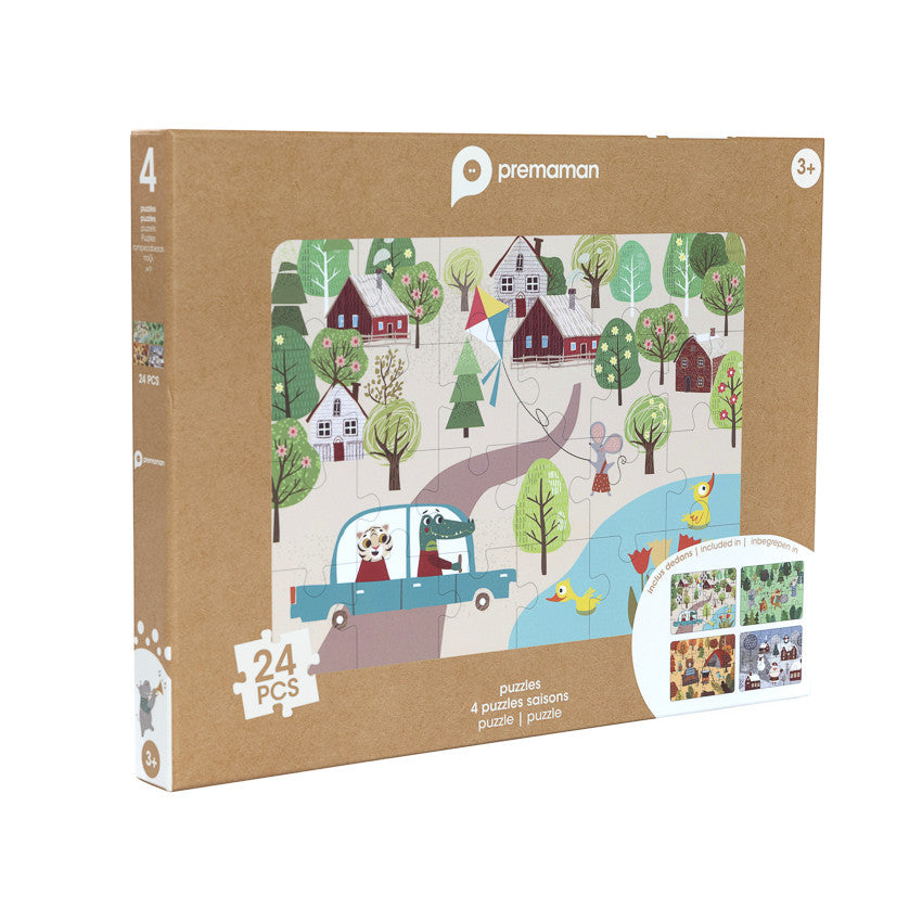 Set of 4 x 24-piece puzzles on the four seasons - Premaman