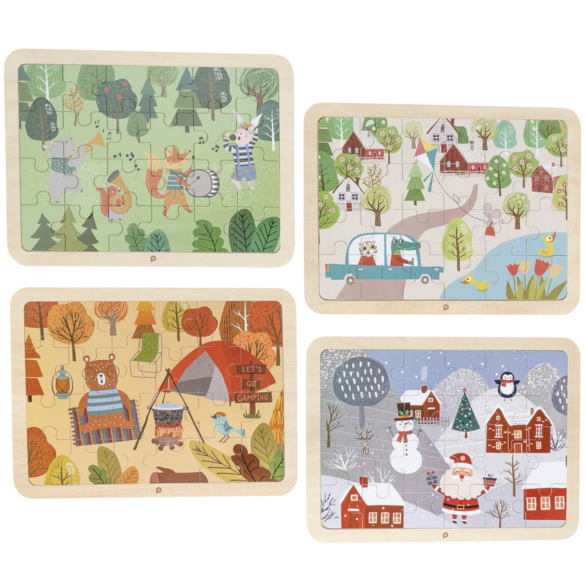 Set of 4 x 24-piece puzzles on the four seasons - Premaman