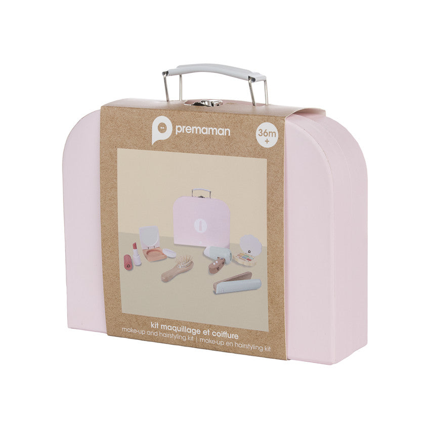 Kit de coiffure et de maquillage en bois rose - Prémaman