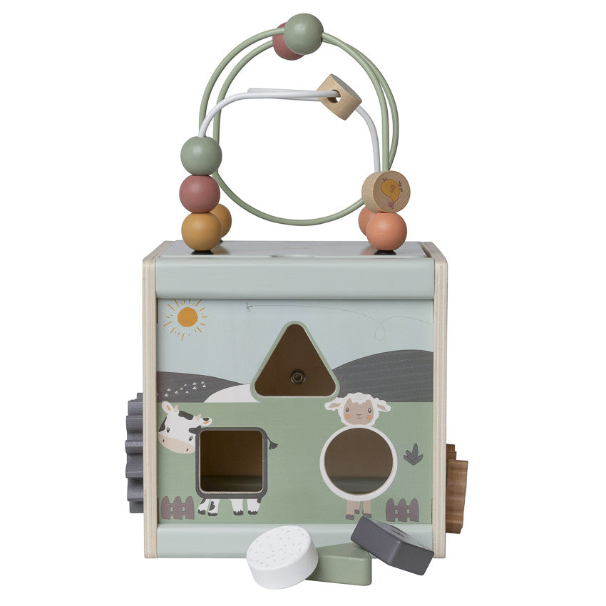 Cube multi-activités en bois Ferme - Prémaman