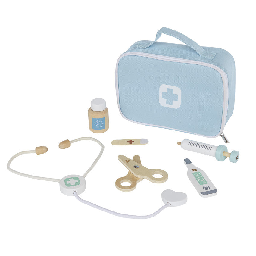 Set de docteur en bois bleu - Prémaman