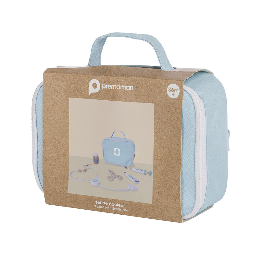 Set de docteur en bois bleu - Prémaman