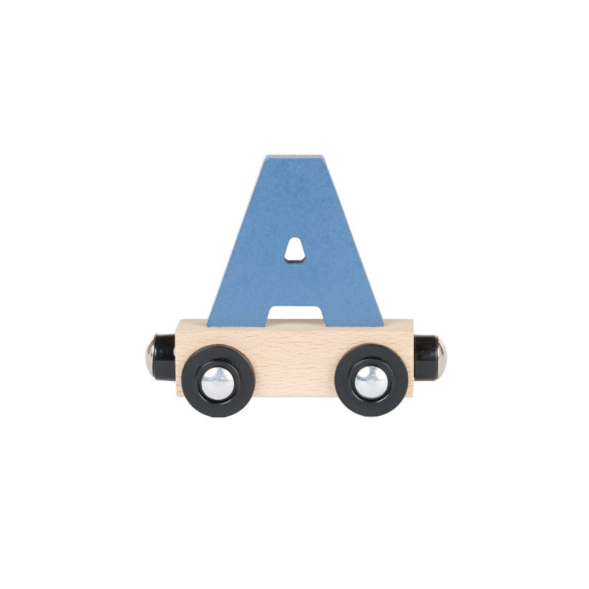 Lettre "A" wagon en bois - bleu - Prémaman