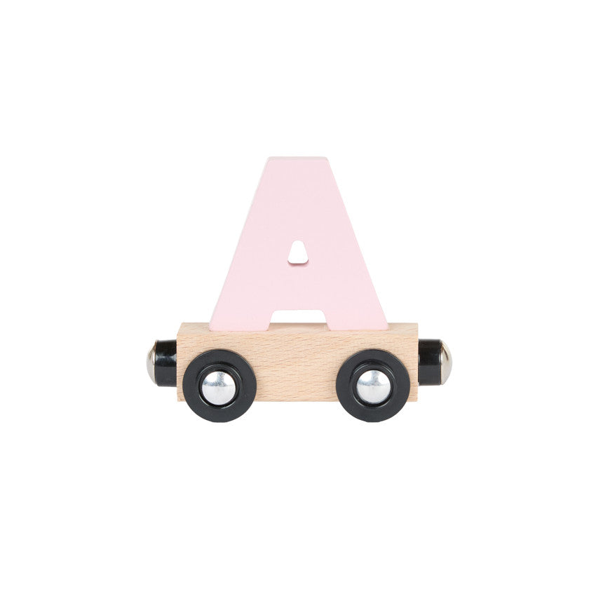 Lettre "A" wagon en bois - rose - Prémaman
