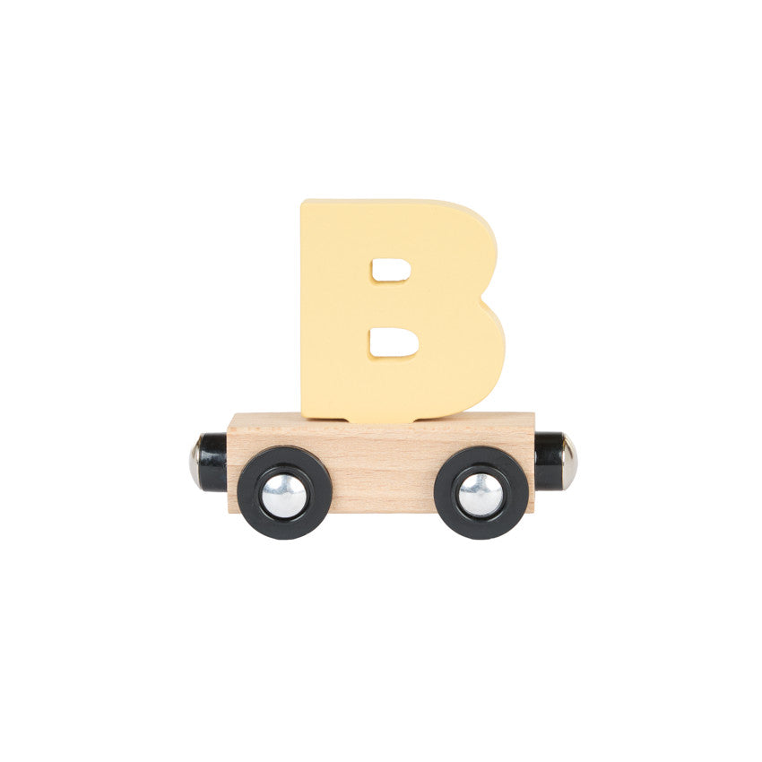 Lettre "B" wagon en bois - jaune - Prémaman