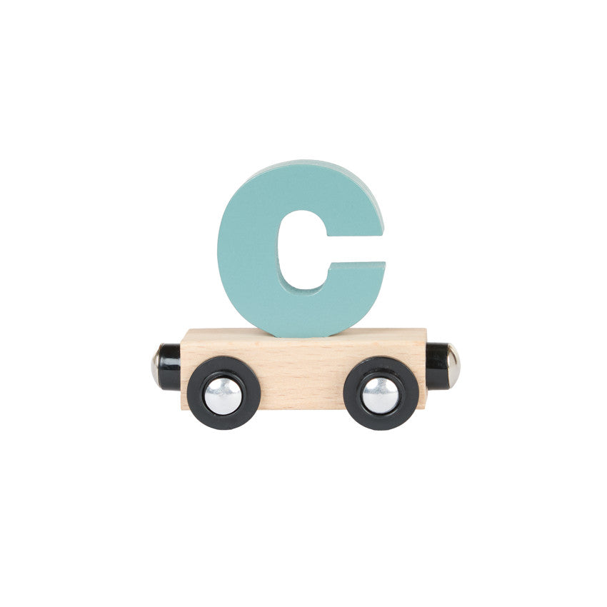 Lettre "C" wagon en bois - vert foncé - Prémaman
