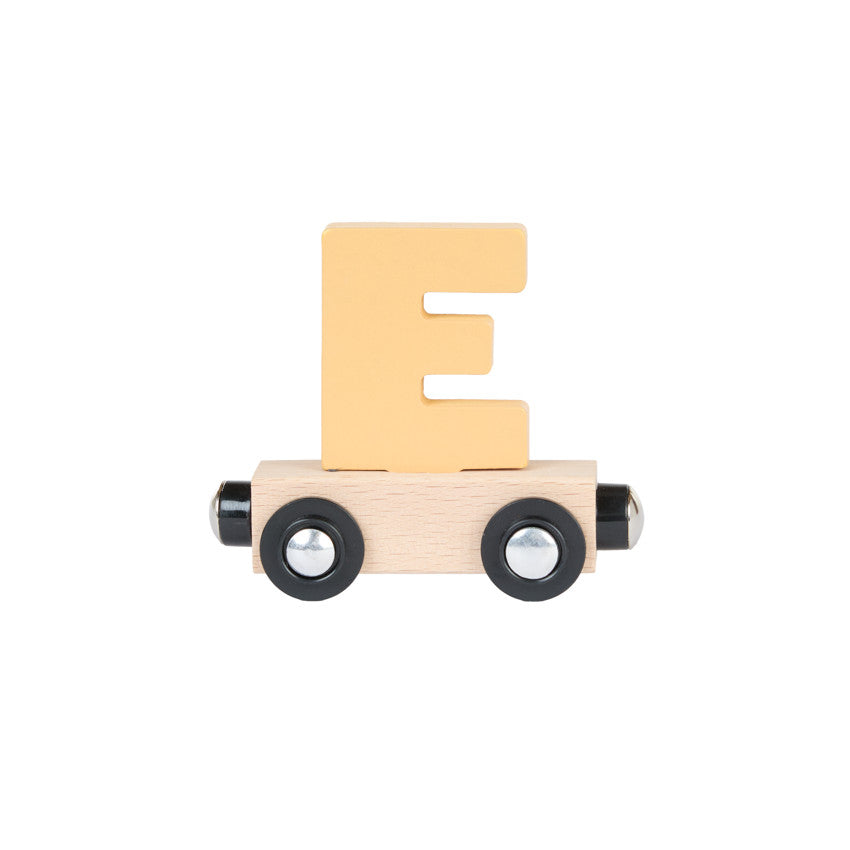 Lettre "E" wagon en bois - jaune - Prémaman