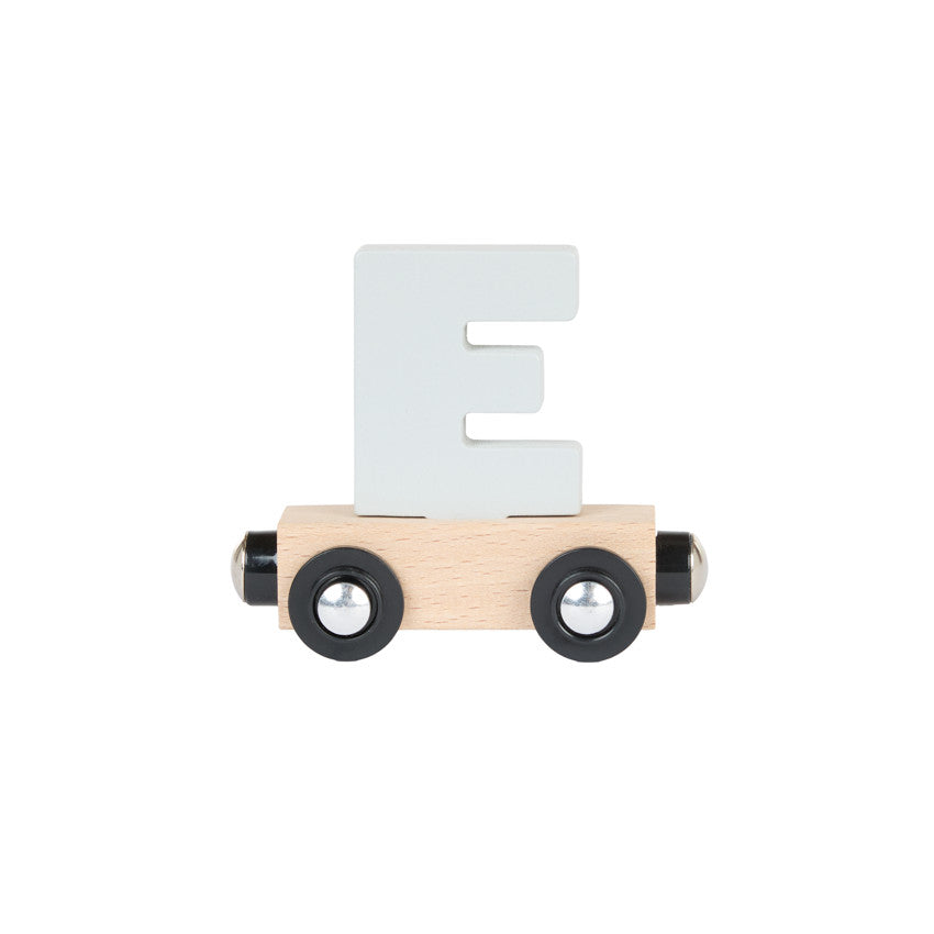 Lettre "E" wagon en bois - gris clair - Prémaman