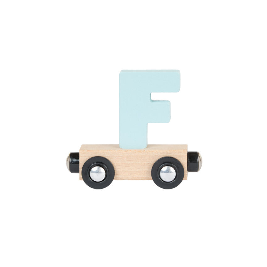 Lettre "F" wagon en bois - gris bleu - Prémaman