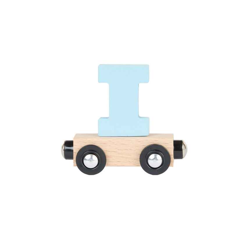Lettre "I" wagon en bois - bleu clair - Prémaman