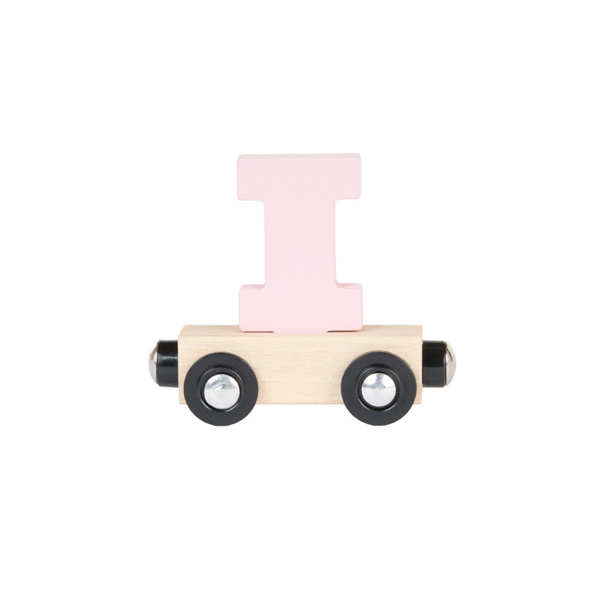Lettre "I" wagon en bois - rose clair - Prémaman