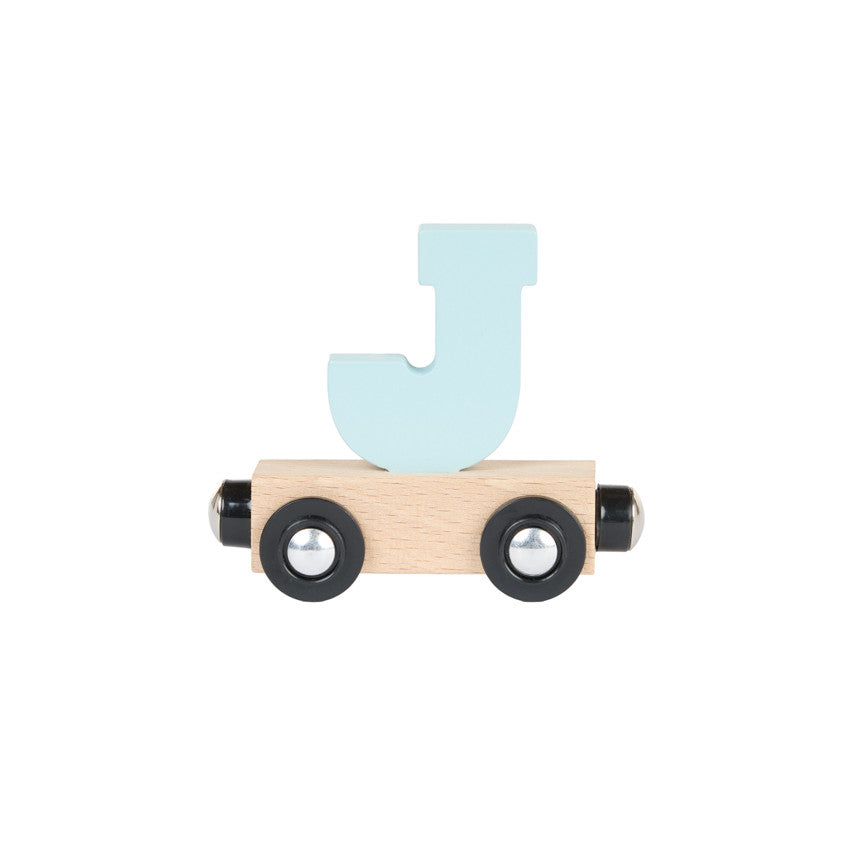 Lettre "J" wagon en bois - bleu - Prémaman