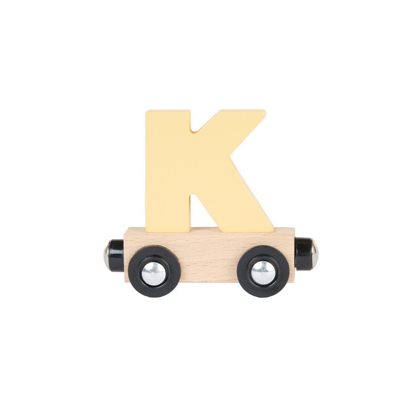 Lettre "K" wagon en bois - jaune - Prémaman