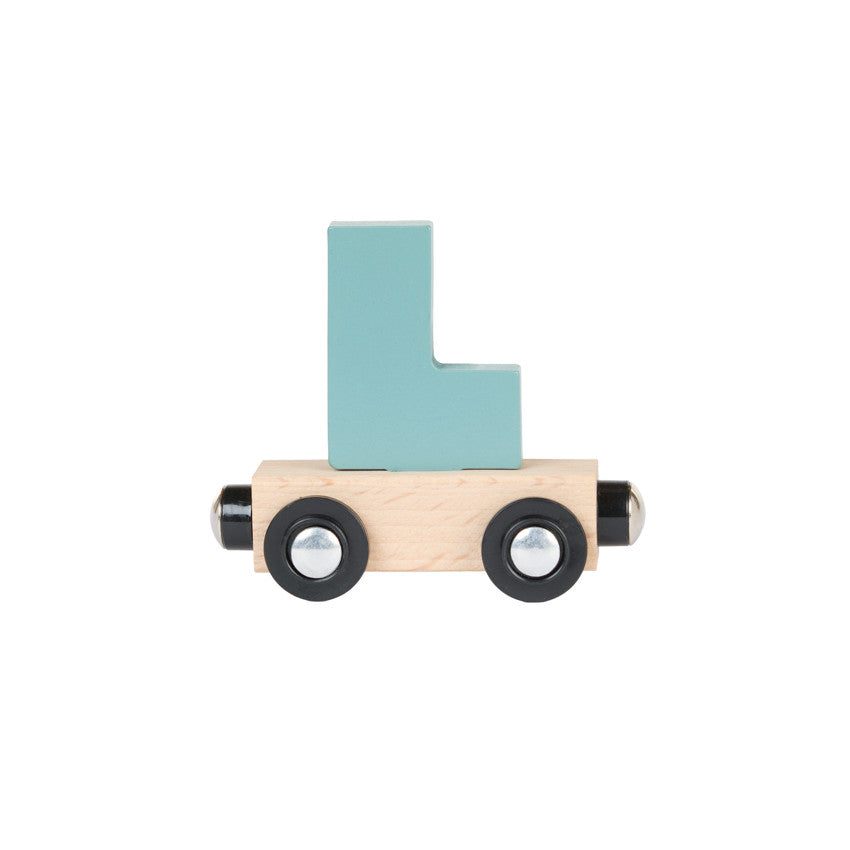 Lettre "L" wagon en bois - vert - Prémaman