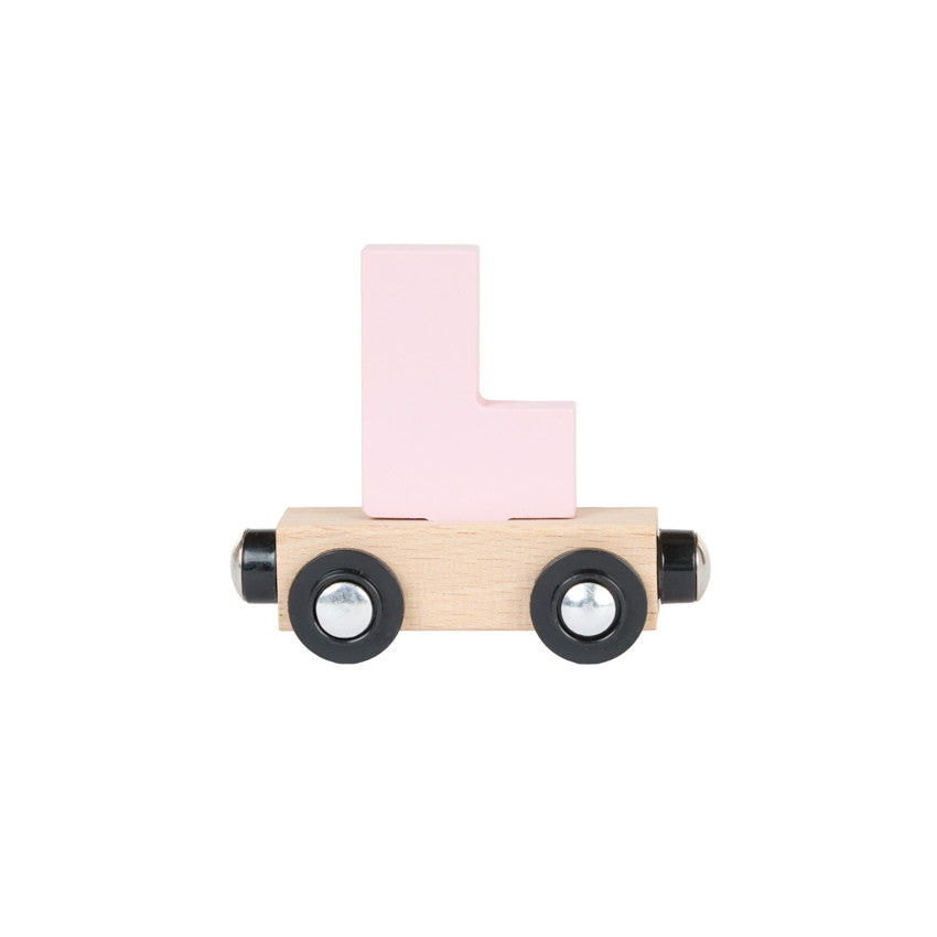 Lettre "L" wagon en bois - rose clair - Prémaman