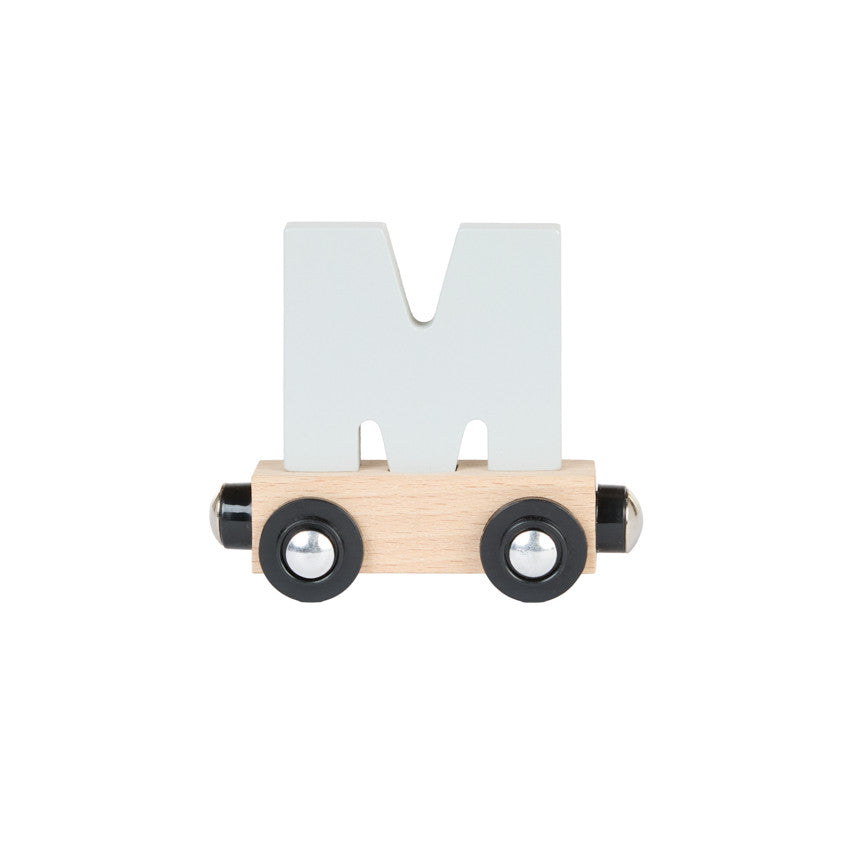 Lettre "M" wagon en bois - gris - Prémaman