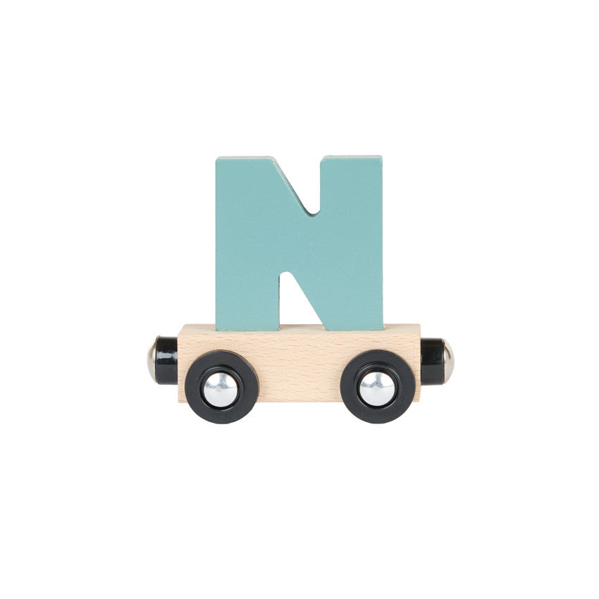 Lettre "N" wagon en bois - vert - Prémaman