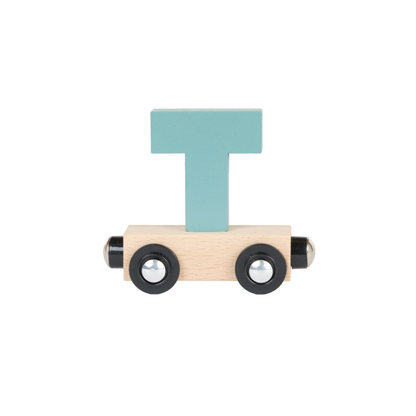Lettre "T" wagon en bois - vert - Prémaman