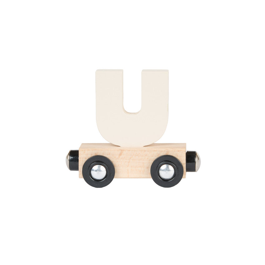 Lettre "U" wagon en bois - bleu - Prémaman
