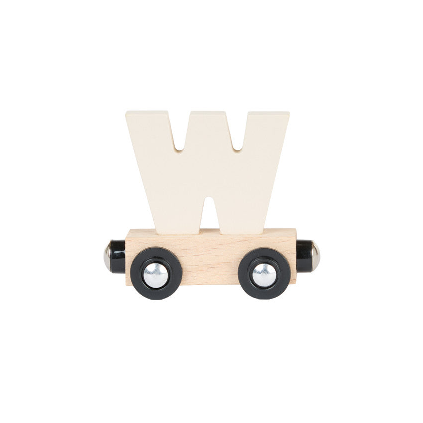 Lettre "W " wagon en bois - blanc - Prémaman