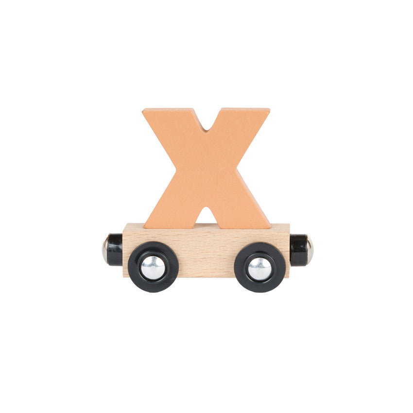 Lettre "X " wagon en bois - marron - Prémaman