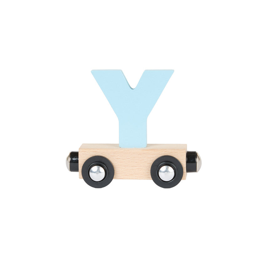 Lettre "Y" wagon en bois - bleu - Prémaman