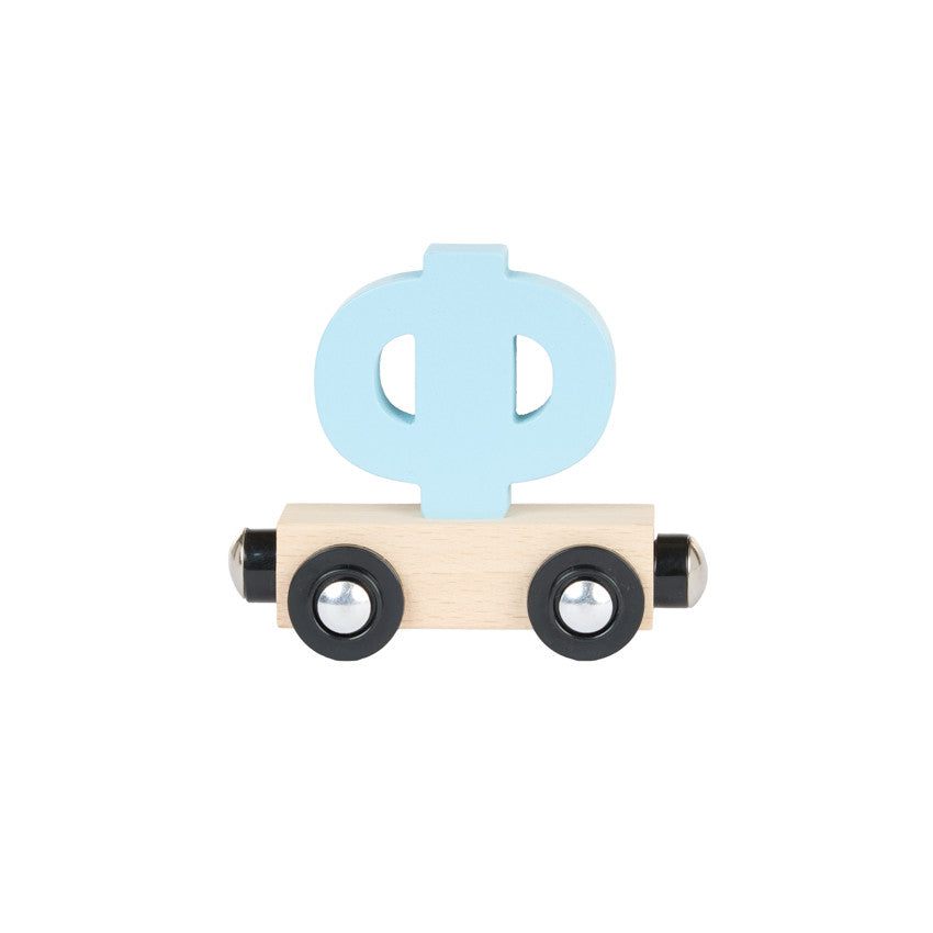 Lettre "PHI" wagon en bois - bleu - Prémaman