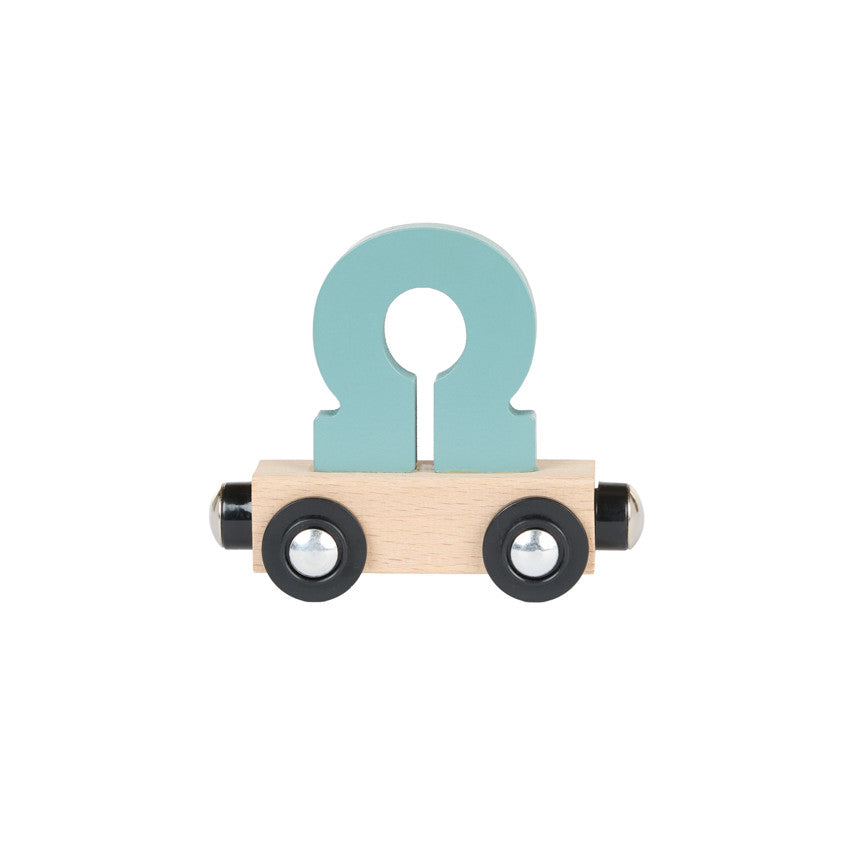 Lettre "OMEGA" wagon en bois - bleu - Prémaman