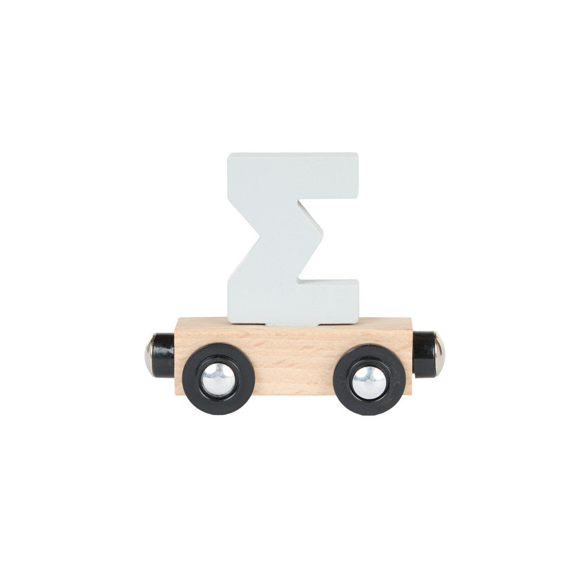 Lettre "SIGMA" wagon en bois - bleu - Prémaman