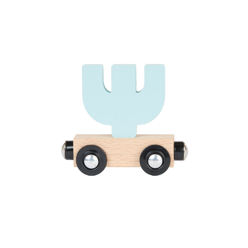 Lettre "PSI" wagon en bois - bleu - Prémaman
