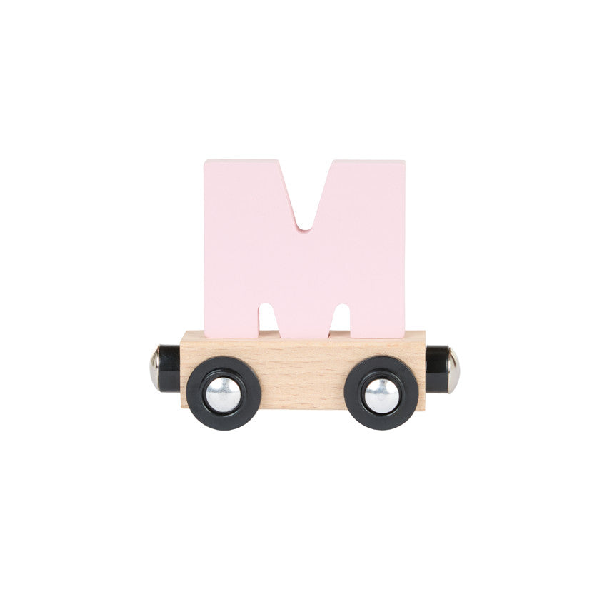 Lettre "M" wagon en bois - Rose - Prémaman