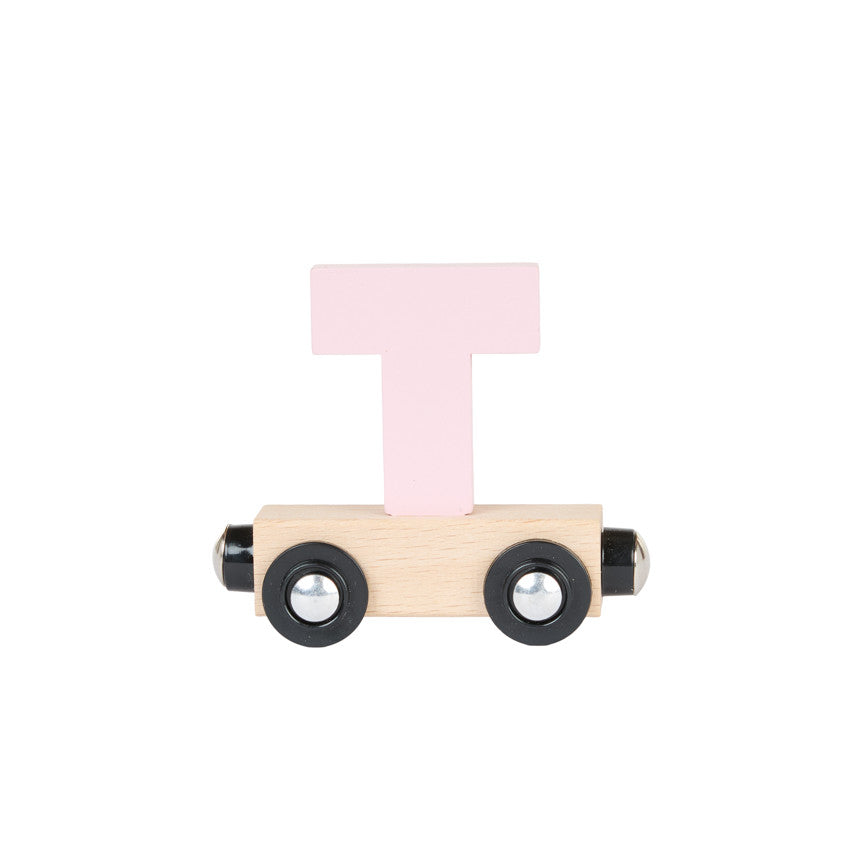 Lettre "T" wagon en bois - bleu - Prémaman