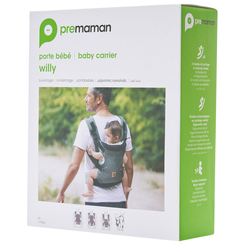 Porte-bébé 4 positions Willy - Kaki - Prémaman