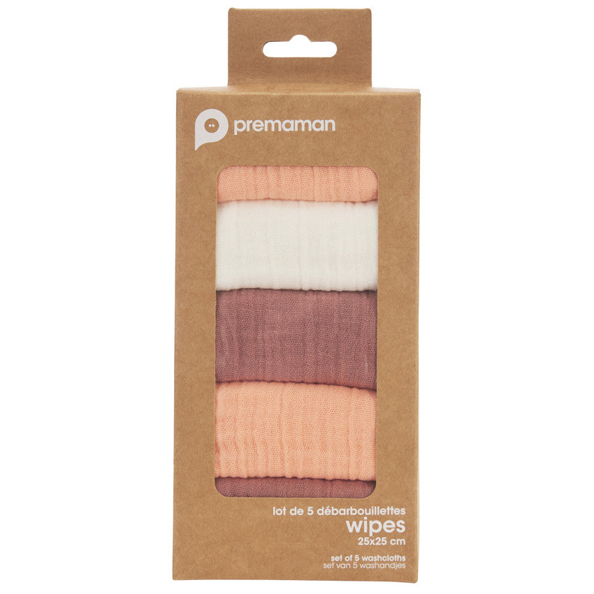 Lot de 5 serviettes en tétra 25 x 25 cm - Prémaman