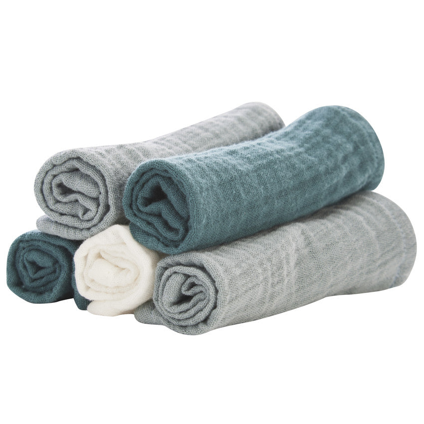 Lot de 5 serviettes en tétra 25 x 25 cm - Prémaman
