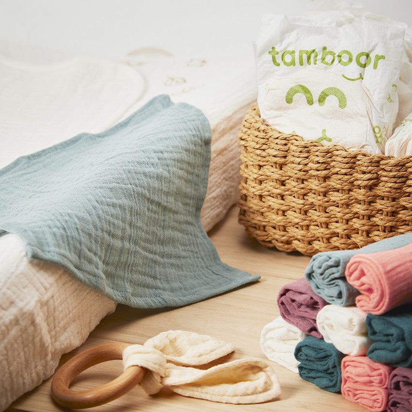 Lot de 5 serviettes en tétra 25 x 25 cm - Prémaman