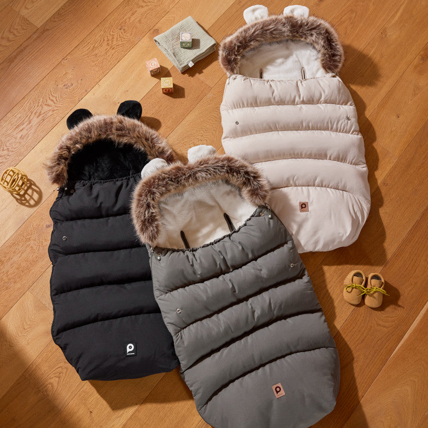 Warm universal sherpa-lined footmuff Nours black - Prémaman