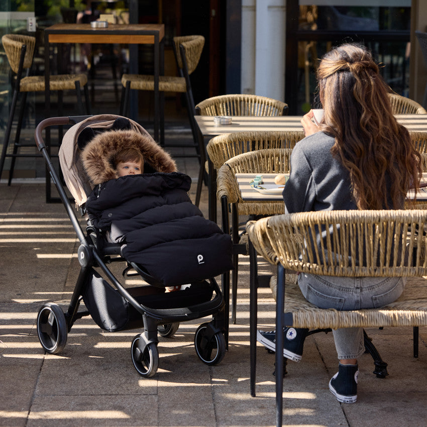 Warm universal sherpa-lined footmuff Nours black - Prémaman