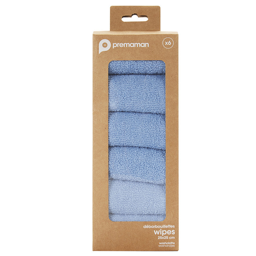 Lot de 6 débarbouillettes éponge 25 x 25 cm - Prémaman
