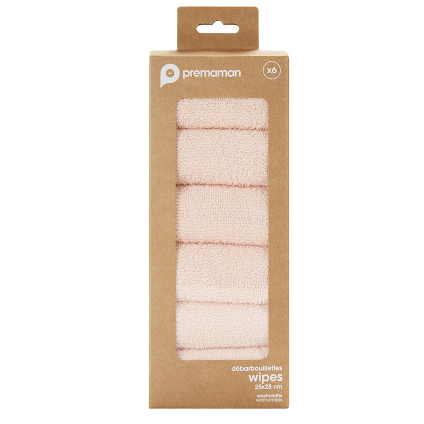 Lot de 6 débarbouillettes éponge 25 x 25 cm - Prémaman