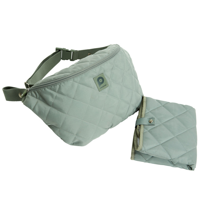 Sac banane à langer avec tapis matelassé Stockholm vert - Prémaman