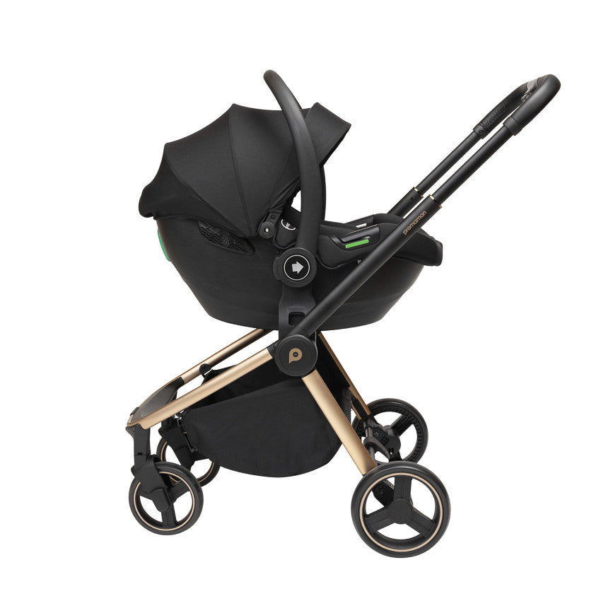 Poussette trio Alba avec nacelle noir/champagne - Prémaman
